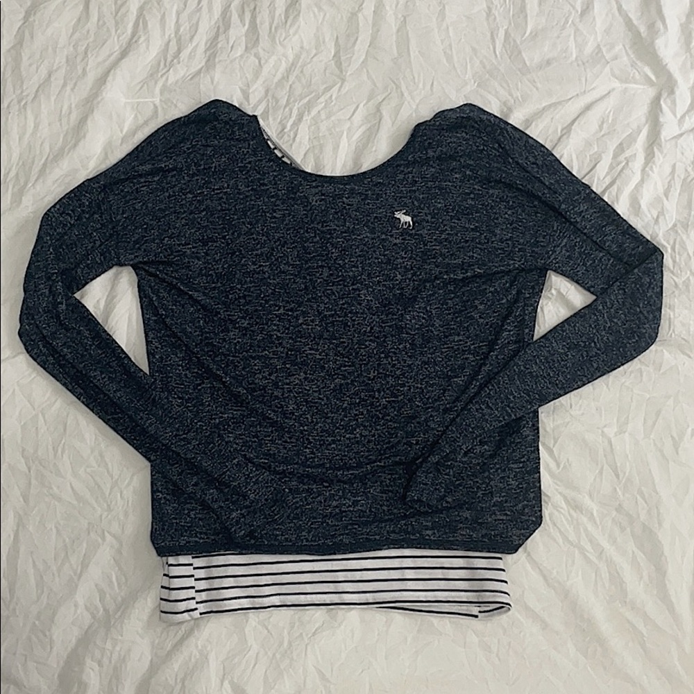 Long sleeve shirt w/ white and black striped tank